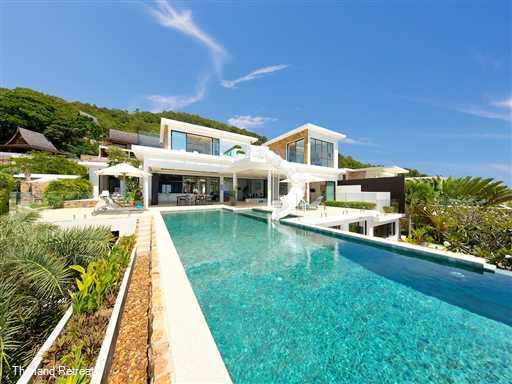 <p>Villa Turquoise 1 is a stunning 4/5 bedroom luxury ocean view contemporary design Koh Samui villa with stunning ocean views. Located midway between popular Chaweng beach and Choeng Mon beach the villa features a waterslide, sauna, cinema room and hot tub&nbsp;</p>