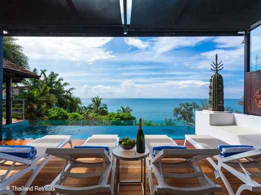 Sawan And a is a spacious and stylish 3 bedroom Phuket holiday villa located just a short distance from Surin beach. The villa features beautiful ocean views, fitness equipment and a pool table 