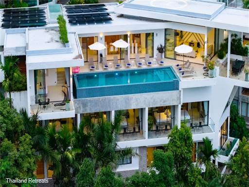 <p>Serenity Villa is a spacious contemporary style 12 bedroom luxury Phuket holiday villa ideal for large groups and extended families. Just a short hop from the popular west coast beaches of Bang Tao and Surin, the villa features an entertainment room with bar, media, 3/4 size snooker table, dart board and fitness equipment. The perfect getaway</p>